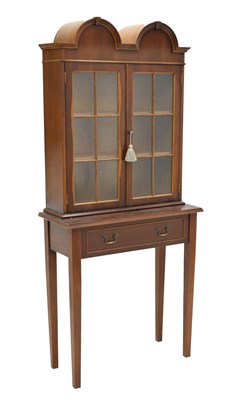 Lot 689 - Reproduction mahogany double-domed cabinet on stand