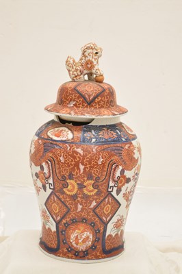Lot 472 - Large Japanese Imari jar and cover with Dog of Fo finial