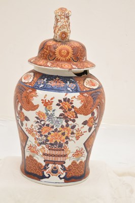 Lot 472 - Large Japanese Imari jar and cover with Dog of Fo finial