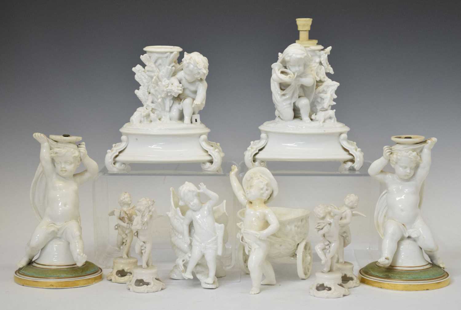 Lot 508 - Henri Ardant & Cie - Pair of French cherub centrepieces