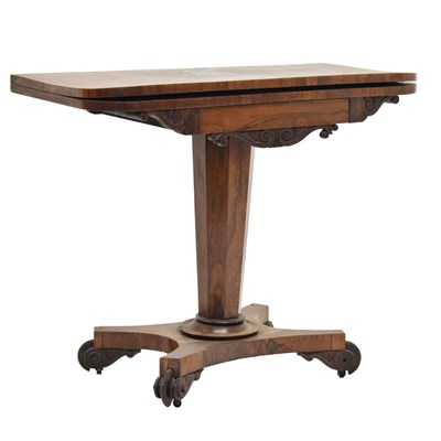 Lot 660 - Early Victorian rosewood fold-over pedestal table