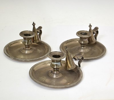 Lot 83 - Set of three Victorian silver chambersticks, sponsor's marks of James & Nathaniel Creswick