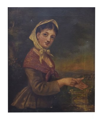 Lot 520 - 19th century oil on canvas - Peasant maiden