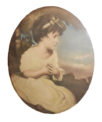 Lot 539 - Oval convex print - 'The Age of Innocence', after Sir Joshua Reynolds