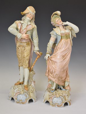 Lot 440 - Large pair of early Continental porcelain figures of a courting couple