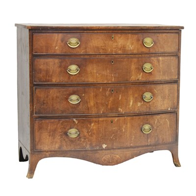 Lot 615 - Early 19th century mahogany bowfront chest of four long drawers