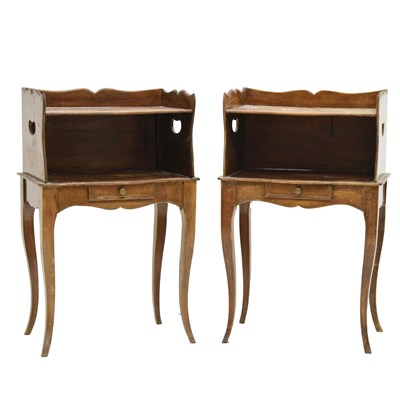 Lot 630 - Pair of French two-tier etageres  night cupboards