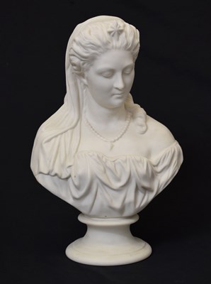 Lot 396 - 19th century Bevington Parian bust of Dante's Beatrice