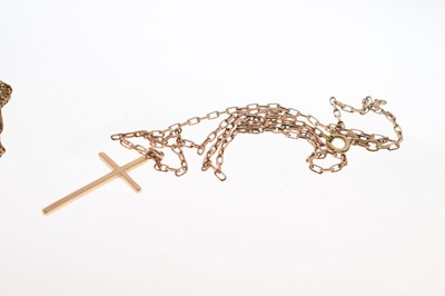 Lot 53 - Two 9ct gold chains and a cross pendant