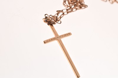 Lot 53 - Two 9ct gold chains and a cross pendant
