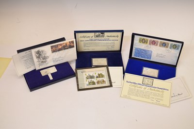 Lot 154 - Three Danbury Mint silver commemorative stamp sets