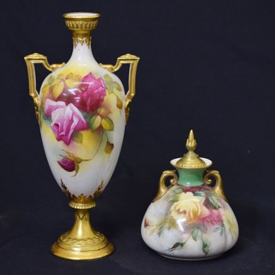 Lot 429 - Mille Hunt for Royal Worcester floral and gilt decorated pedestal vase