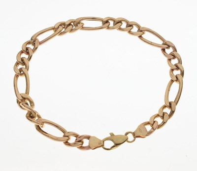 Lot 63 - 9ct rose gold Figaro link bracelet
