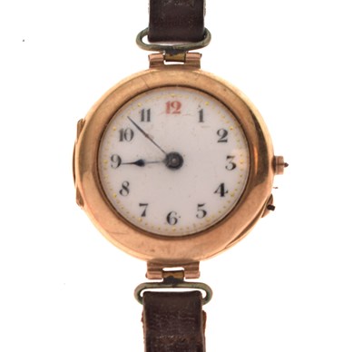 Lot 143 - Early 20th century 9ct gold cased wristwatch