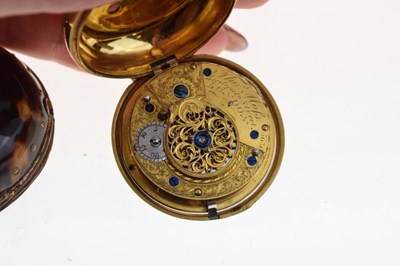 Lot 68 - Thomas Mor, Ludgate St, London, tortoiseshell pair cased pocket watch