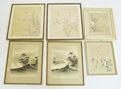 Lot 469 - Four Chinese silk hand painted pictures