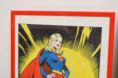 Lot 499 - Jim Mooney (1919-2008)  - Pair of watercolours - Superman and Supergirl with her Super-Cat Streaky