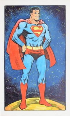 Lot 499 - Jim Mooney (1919-2008)  - Pair of watercolours - Superman and Supergirl with her Super-Cat Streaky