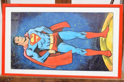 Lot 499 - Jim Mooney (1919-2008)  - Pair of watercolours - Superman and Supergirl with her Super-Cat Streaky