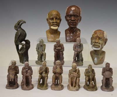 Lot 334 - Cecil Gwanzura - Group of five carved hardstone figures of musicians