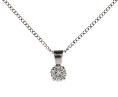 Lot 62 - Diamond pendant  with white metal chain stamped '375'