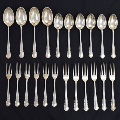 Lot 190 - Quantity of Chippendale pattern silver flatware