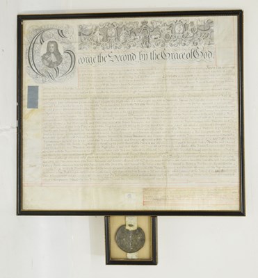 Lot 257 - George II framed indenture for the 'Manor of Wrington', Somerset