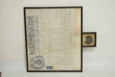 Lot 257 - George II framed indenture for the 'Manor of Wrington', Somerset