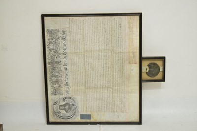 Lot 257 - George II framed indenture for the 'Manor of Wrington', Somerset