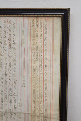 Lot 257 - George II framed indenture for the 'Manor of Wrington', Somerset