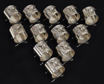 Lot 87 - Set of twelve 20th century American white metal napkin rings