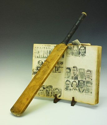 Lot 184 - Warsop / Patsy Henderson cricket bat and scrap album
