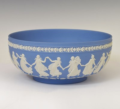 Lot 205 - Late 20th century Wedgwood blue jasperware ‘Dancing Hours’ bowl