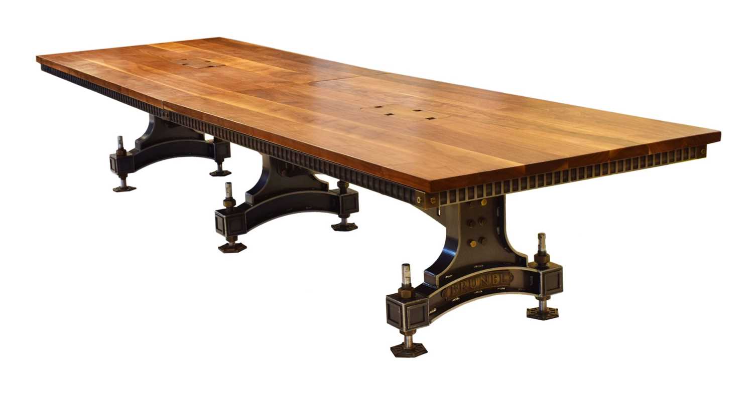 Lot 392 - Steel Vintage 'Brunel' bespoke steel and American black walnut boardroom table