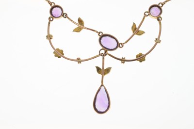 Lot 29 - Early 20th century amethyst and seed pearl swag necklace
