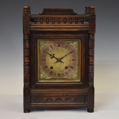 Lot 590 - Winterhalder & Hofmeier German oak cased mantel clock