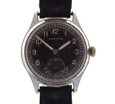Lot 58 - Protex - Second World War Period German Army stainless steel mechanical wristwatch, ref. 497