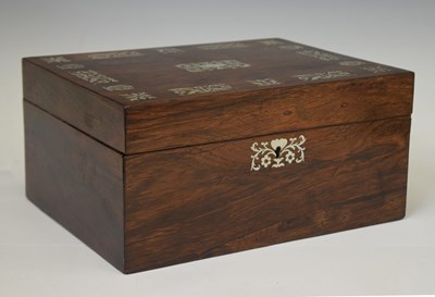 Lot 339 - Victorian rosewood and mother-of-pearl inlaid sewing box