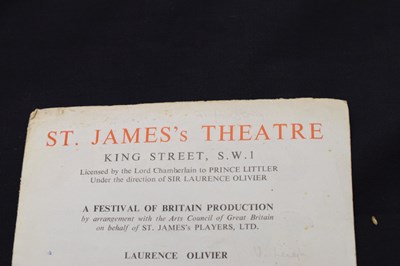 Lot 148 - Signed Antony and Cleopatra programme - Vivien Leigh, Laurence Olivier, etc