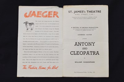 Lot 148 - Signed Antony and Cleopatra programme - Vivien Leigh, Laurence Olivier, etc