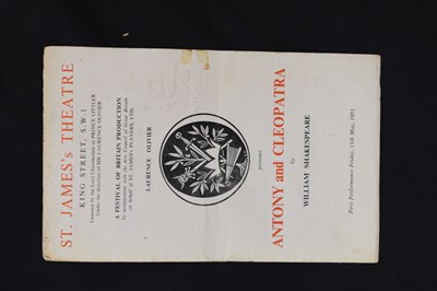 Lot 148 - Signed Antony and Cleopatra programme - Vivien Leigh, Laurence Olivier, etc