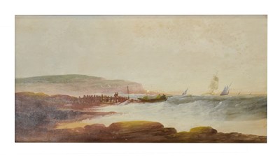 Lot 524 - Follower of James Harris of Swansea (1810-1887) - Oil on board - Coastal landscape