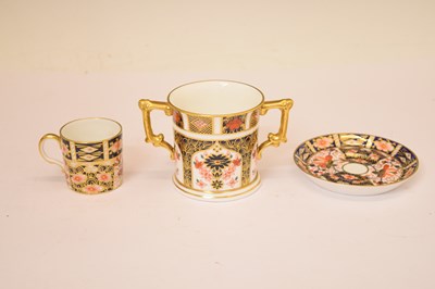 Lot 432 - Royal Crown Derby - Old Imari pattern loving cup and Imari cup and saucer