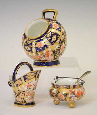 Lot 433 - Royal Crown Derby - Imari Witches pattern miniature coal scuttle and salt scuttle