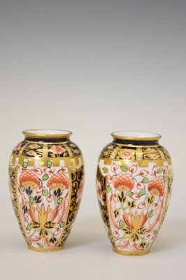 Lot 434 - Pair of Royal Crown Derby Imari Witches pattern miniature vases