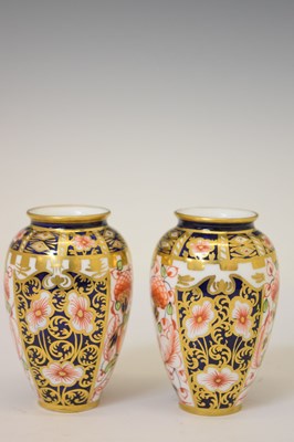 Lot 434 - Pair of Royal Crown Derby Imari Witches pattern miniature vases