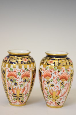 Lot 434 - Pair of Royal Crown Derby Imari Witches pattern miniature vases