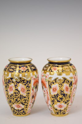 Lot 434 - Pair of Royal Crown Derby Imari Witches pattern miniature vases