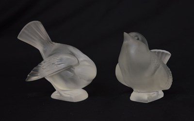 Lot 389 - Lalique - Two glass sparrow paperweights