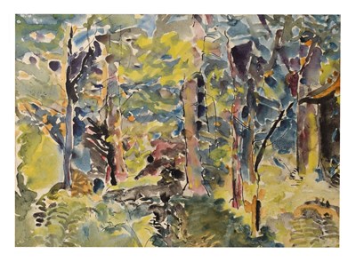 Lot 514 - Arthur Giardelli, MBE (1911-2009) - Watercolour-  'R. S. Thomas's Wood, Eglwys Fach'